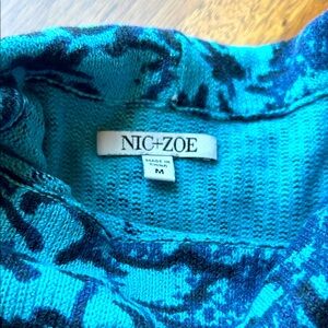 NIC+ZOE Teal and Black Knit Top